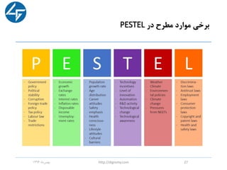 ‫در‬ ‫مطرح‬ ‫موارد‬ ‫برخی‬PESTEL
‫ماه‬‫بهمن‬1396 http://digromy.com 27
 