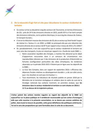 3/14
2. De la nécessité d’agir fort et vite pour décarboner le secteur résidentiel et
tertiaire
 Ce secteur arrive au deu...
