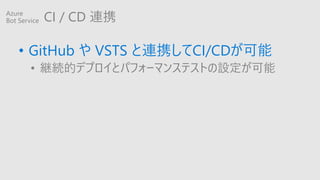 CI / CD BЯ
? GitHub  VSTS BЯCI/CD
? @Aĥǥץȥѥե`ޥ󥹥ƥȤO
Azure
Bot Service
 