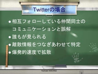 TwitterΈ
? ໥ե`Ƥgͬʿ
ߥ˥``
? l⤬Ҋ
? xɢĤʤ碌ض
? kٶȤǒɢ
Yoshiaki NAKANO
 