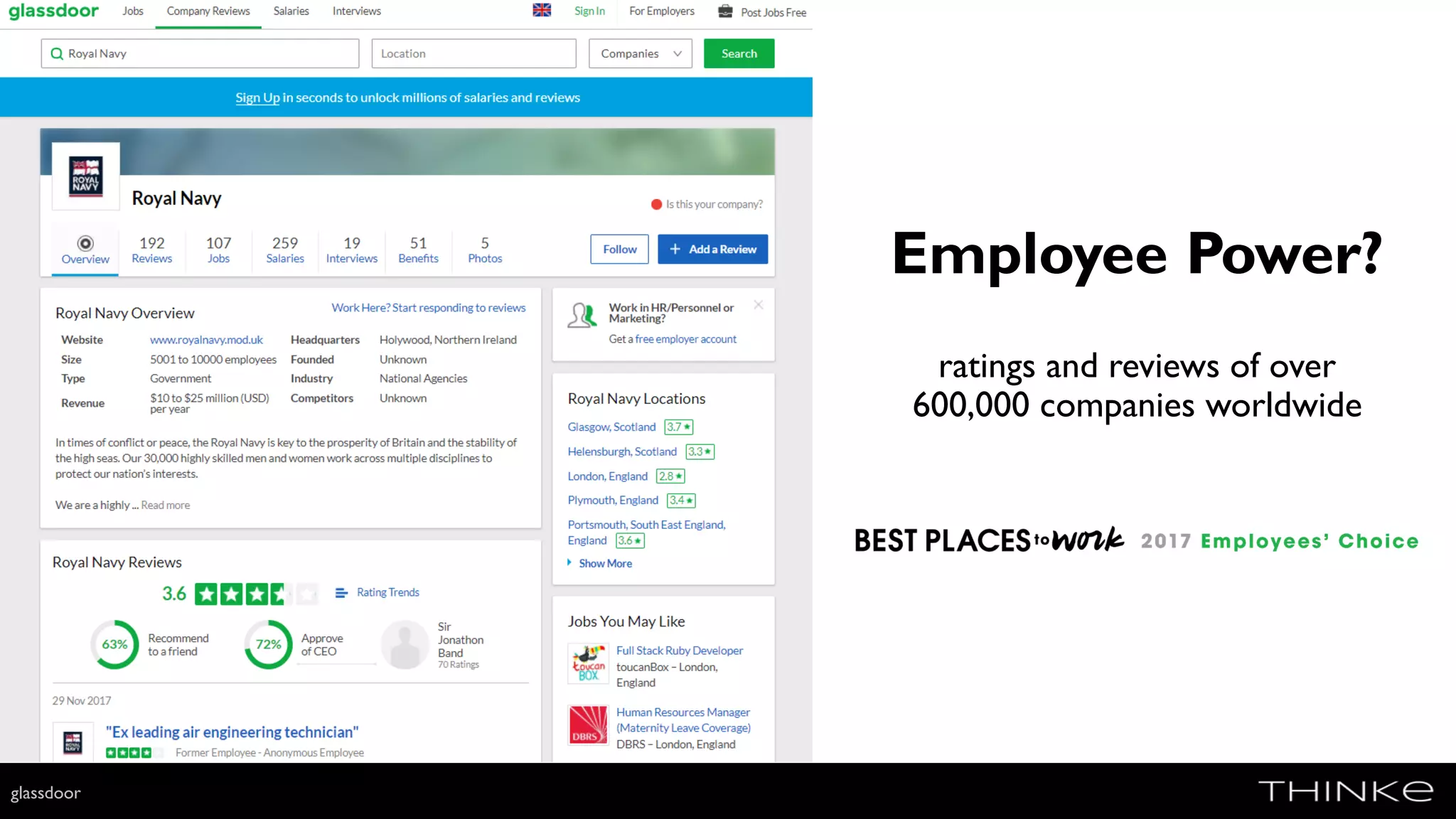 Employee Power?
ratings and reviews of over
600,000 companies worldwide
glassdoor
 