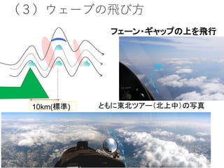 （３）ウェーブの飛び方
10km(標準)
フェーン・ギャップの上を飛行
ともに東北ツアー（北上中）の写真
 