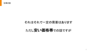 27
それはそれで一定の需要はあります
ただし安い価格帯での話ですが
仕事の話
 