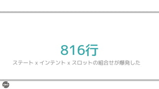 816行
ステート x インテント x スロットの組合せが爆発した
 