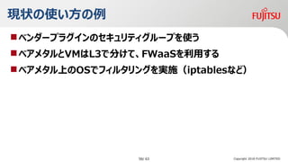 F״ʹ
?٥`ץ饰Υƥ`פʹ
?٥᥿VML3Ƿ֤ơFWaaSä
?٥᥿ϤOSǥե륿󥰤gʩiptablesʤɣ
Copyright 2018 FUJITSU LIMITED58/ 63
 