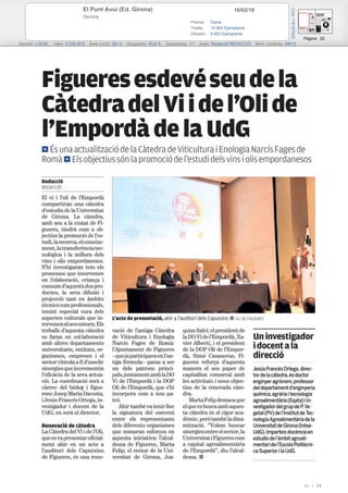 16/02/18El Punt Avui (Ed. Girona)
Gerona
Prensa: Diaria
Tirada: 10.463 Ejemplares
Difusión: 8.653 Ejemplares
Página: 32
Sección: LOCAL Valor: 2.236,00 € Área (cm2): 391,4 Ocupación: 45,6 % Documento: 1/1 Autor: Redacció REDACCIÓ Núm. Lectores: 34612
Cód:116167423
31 / 49
 