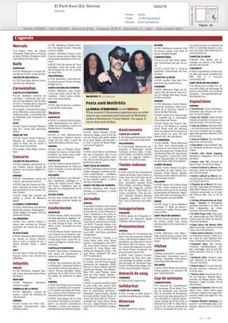 16/02/18El Punt Avui (Ed. Girona)
Gerona
Prensa: Diaria
Tirada: 10.463 Ejemplares
Difusión: 8.653 Ejemplares
Página: 54
Sección: AGENDA Valor: 4.695,00 € Área (cm2): 818,8 Ocupación: 95,76 % Documento: 1/1 Autor: Núm. Lectores: 34612
Cód:116167466
36 / 49
 