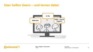 Public
Mut zur Digitalen Transformation
User helfen Usern – und lernen dabei
25.02.2018
11Harald Schirmer, © Continental AG
 