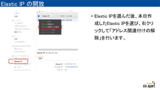 Elastic IP _
? Elastic IPxᡢ
ɤElastic IPxӡҥ
åơɥ쥹vBν
Фޤ
 