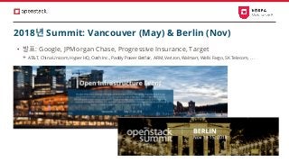 2018년 Summit: Vancouver (May) & Berlin (Nov)
• 발표: Google, JPMorgan Chase, Progressive Insurance, Target
+ AT&T, China Unicom, Hyper HQ, Oath Inc., Paddy Power Betfair, ARM, Verizon, Walmart, Wells Fargo, SK Telecom, …
 