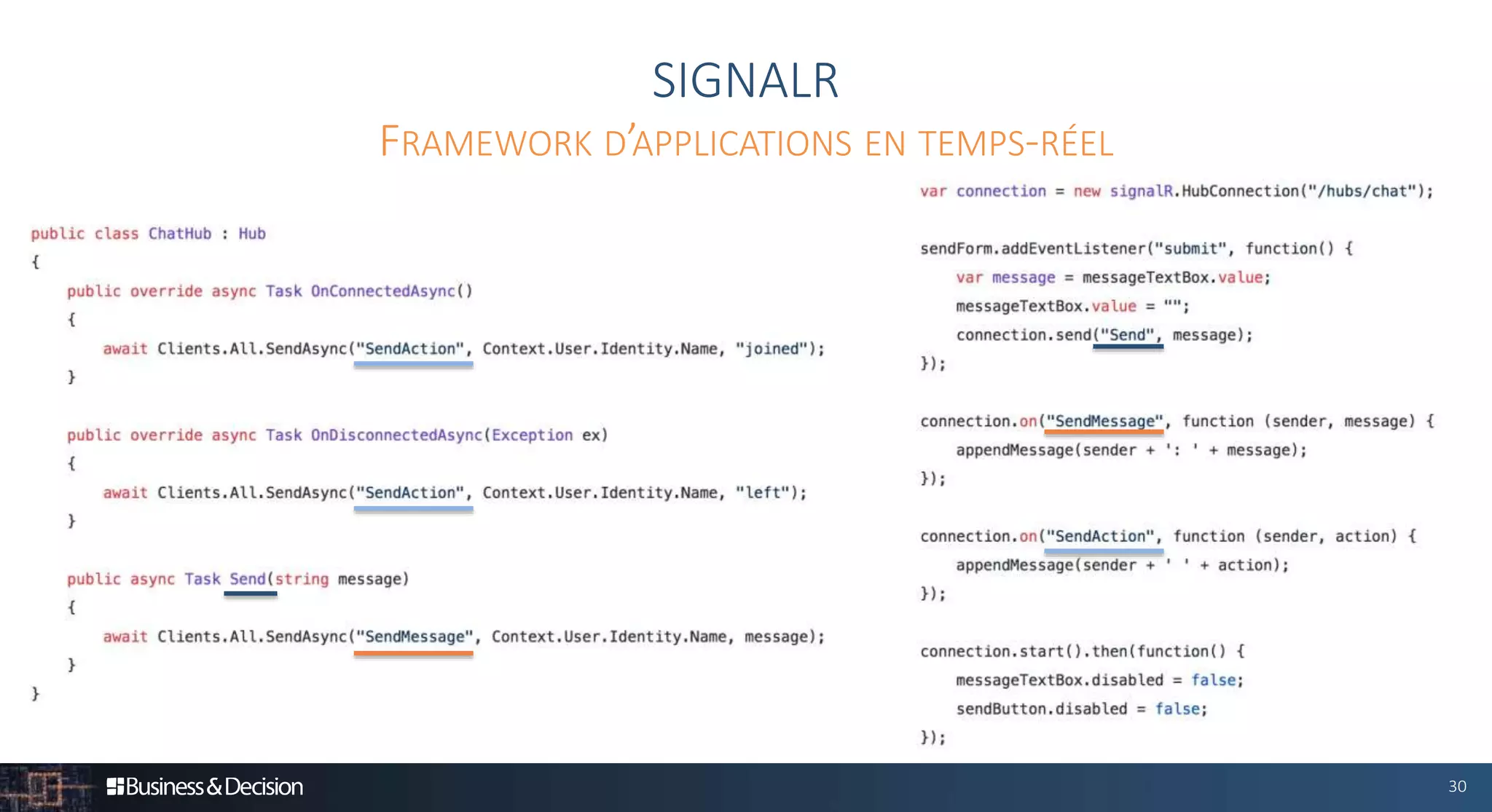 30
SIGNALR
FRAMEWORK D’APPLICATIONS EN TEMPS-RÉEL
 