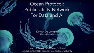 Ocean Protocol:
Public Utility Network
For Data and AI
Dimitri De Jonghe
@DimitriDeJonghe
Head of Research - Ocean Protocol
BigchainDB, IPDB, ascribe, Interledger, Spherity
 
