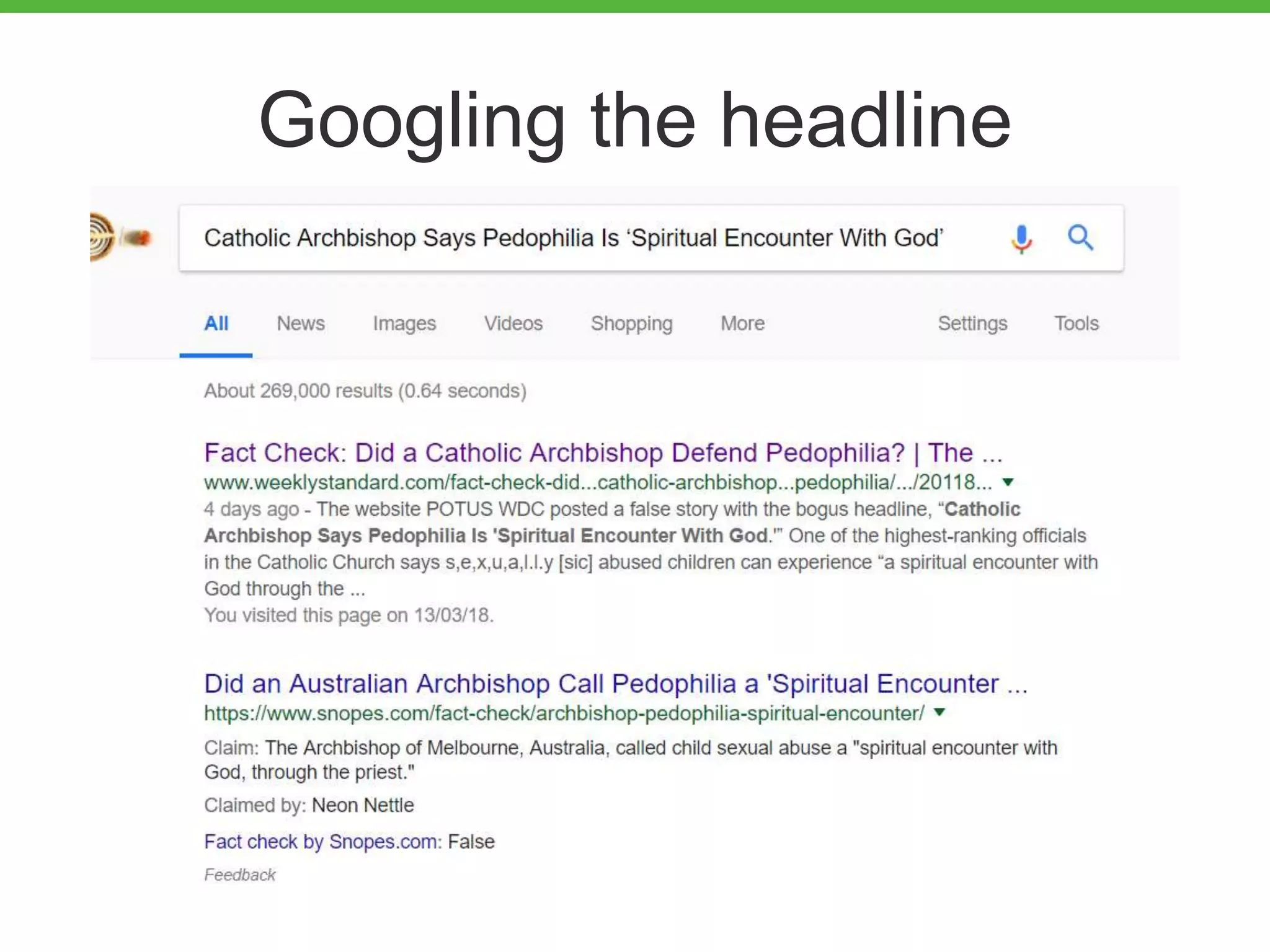 Googling the headline
 