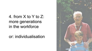 4. from X to Y to Z:
more generations
in the workforce
or: individualisation
 