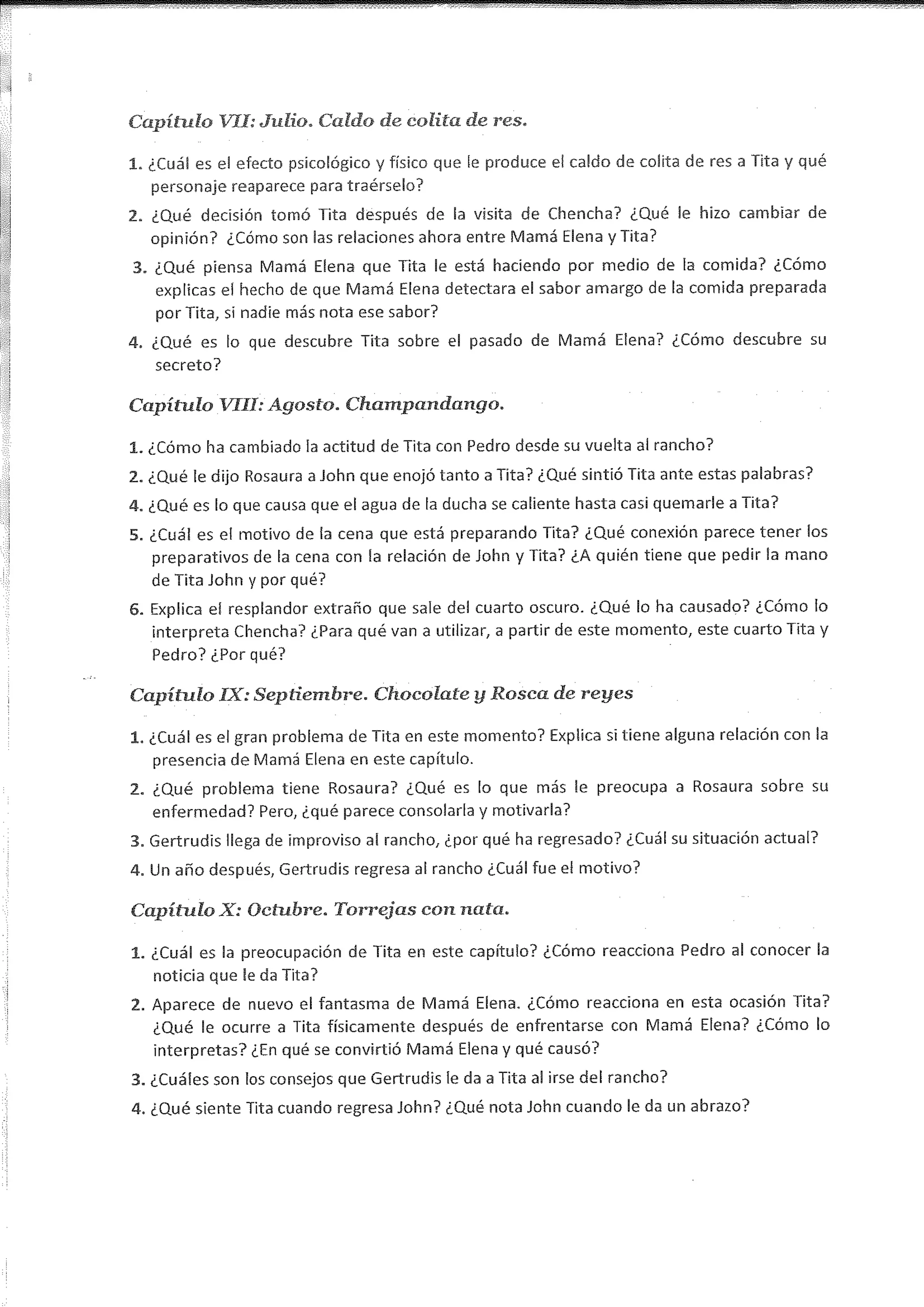 Guía de lectura. Como agua para chocolate PDF