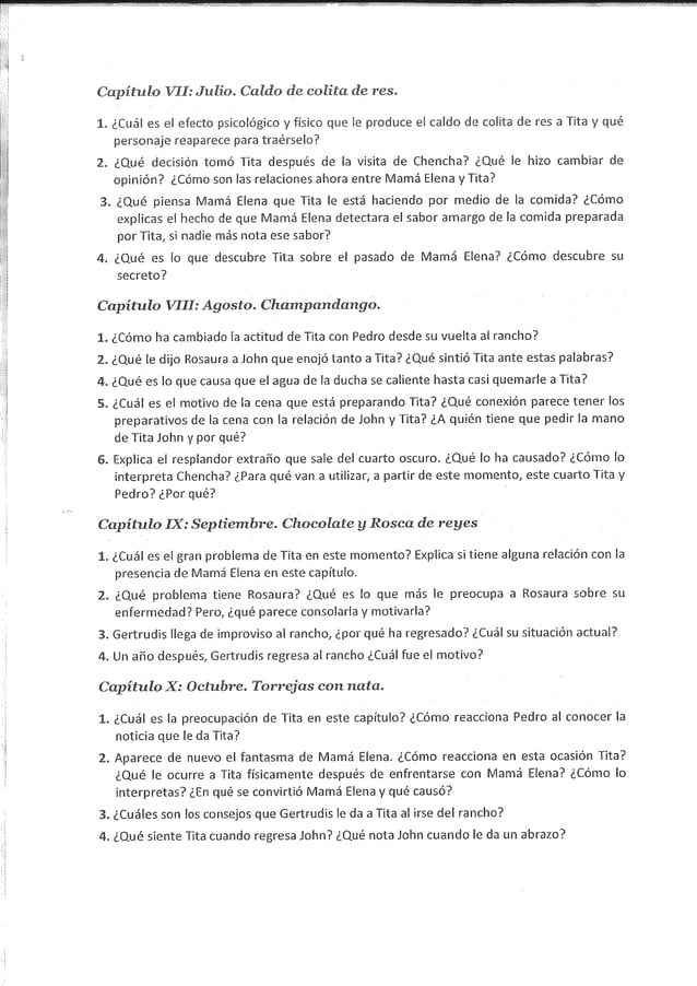 Guía de lectura. Como agua para chocolate PDF Descarga Gratuita