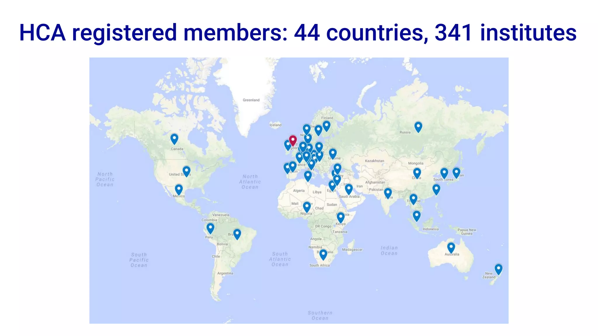 HCA registered members: 44 countries, 341 institutes
 