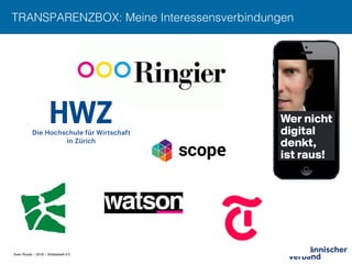 Sven Ruoss – 2018 – Arbeitswelt 4.0
TRANSPARENZBOX: Meine Interessensverbindungen !
 