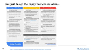 Not just design the happy flow conversation….
24 https://developers.google.com/actions/downloads/design-principles-quick-reference.pdf
 