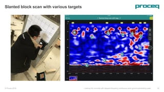 © Proceq 2018 Looking into concrete with stepped-frequency continuous-wave ground-penetrating radar 43
Slanted block scan with various targets
 