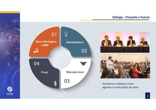 Diálogo – Presente e Futuro
Encontros e debates entre
agentes e instituições do setor
2
 