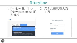Storyline
1. [+ New Skill] ->
[New custom skill]
を選ぶ
2. スキル情報を入力
する
 