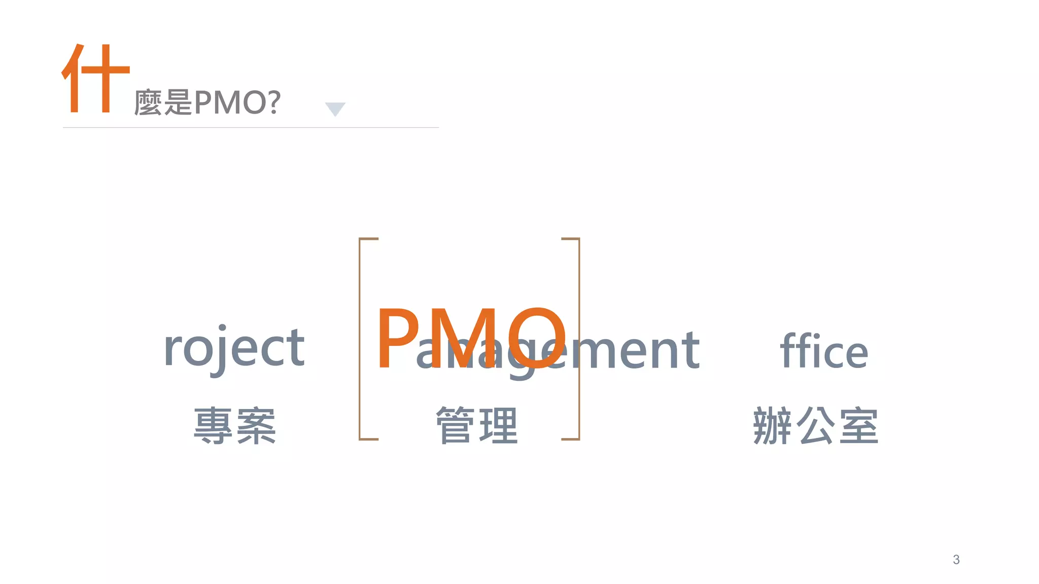 anagement
3
P Oroject fficeM
什麼是PMO?
專案 管理 辦公室
 