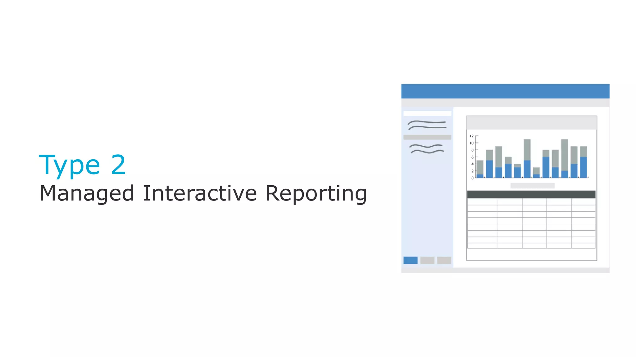 Type 2
Managed Interactive Reporting
 