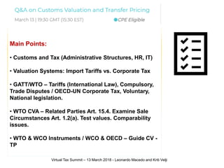 Customs Valuation and Transfer Pricing 2018 | PDF