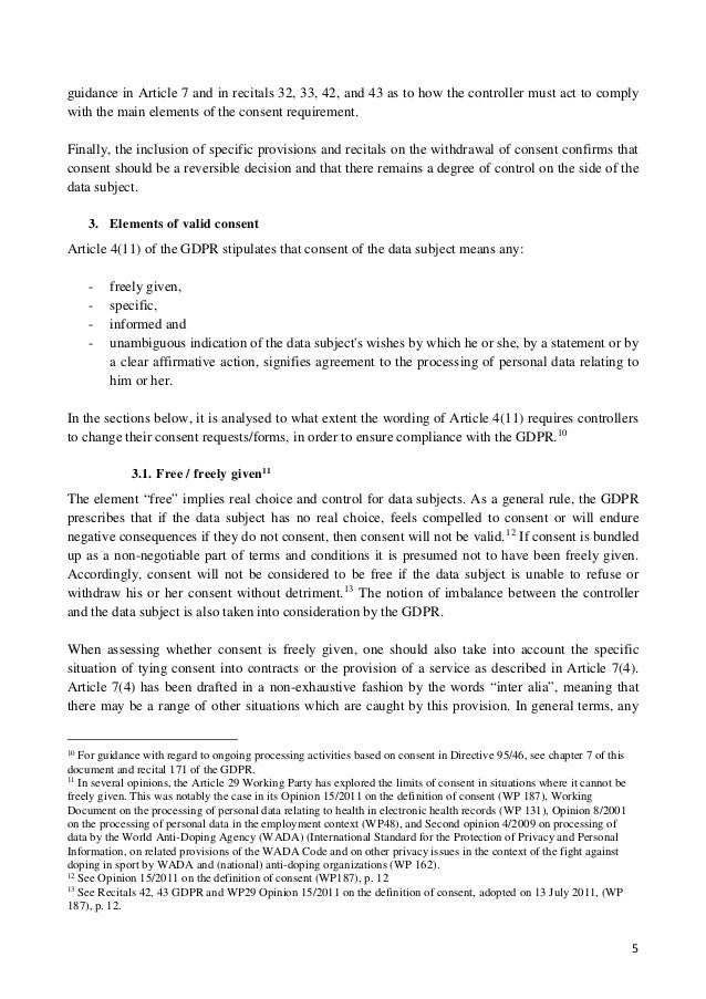 Guidelines On Consent Under Gdpr