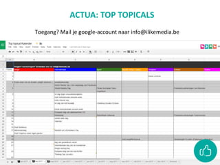 ACTUA: TOP TOPICALS
Toegang? Mail je google-account naar info@ilikemedia.be
 