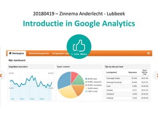 20180419 – Zinnema Anderlecht - Lubbeek
Introductie in Google Analytics
 