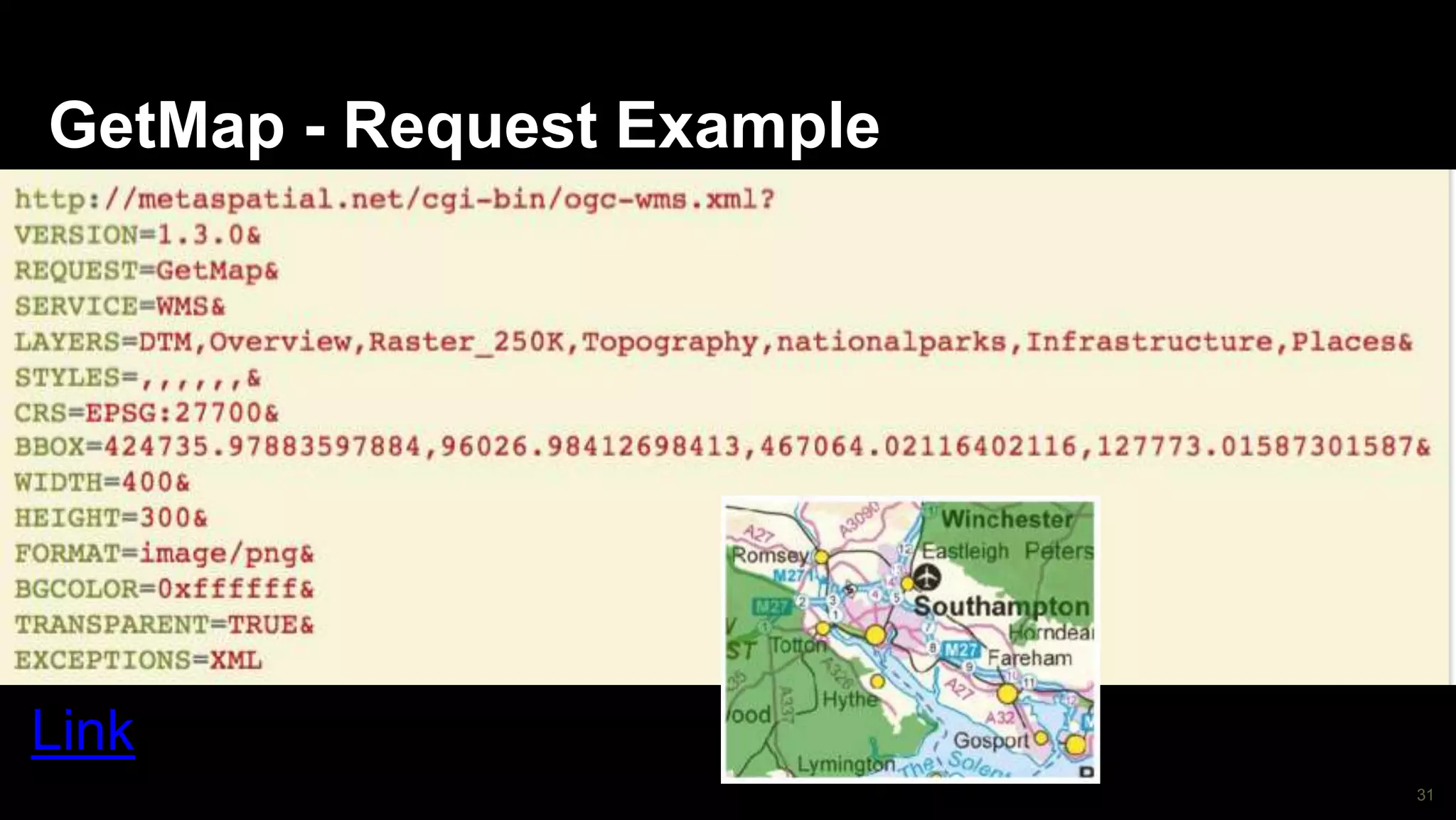 31
GetMap - Request Example
Link
 