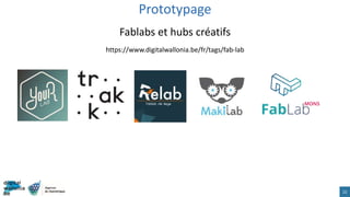 Fablabs et hubs créatifs
https://www.digitalwallonia.be/fr/tags/fab-lab
Prototypage
22
 