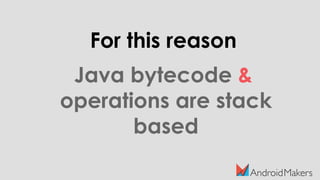 For this reason
Java bytecode &
operations are stack
based
 