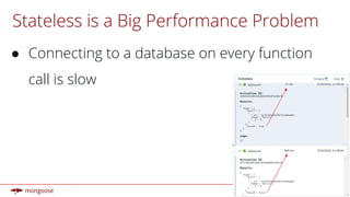 Stateless is a Big Performance Problem
● Connecting to a database on every function
call is slow
 