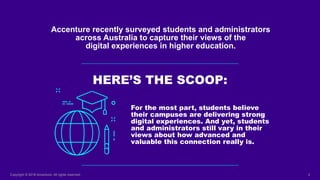 Accenture recently surveyed students and administrators
across Australia to capture their views of the
digital experiences...