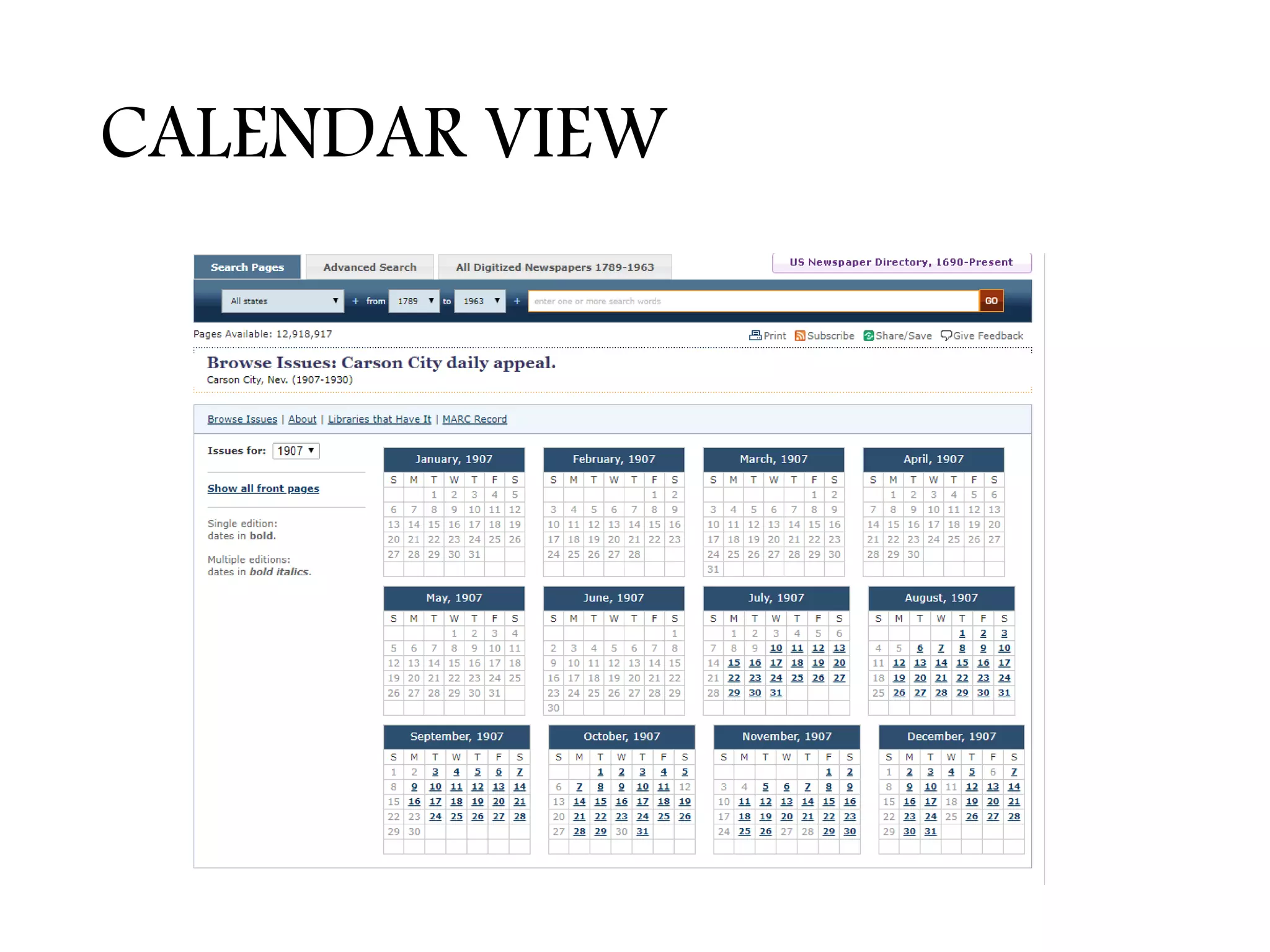 CALENDAR VIEW
 