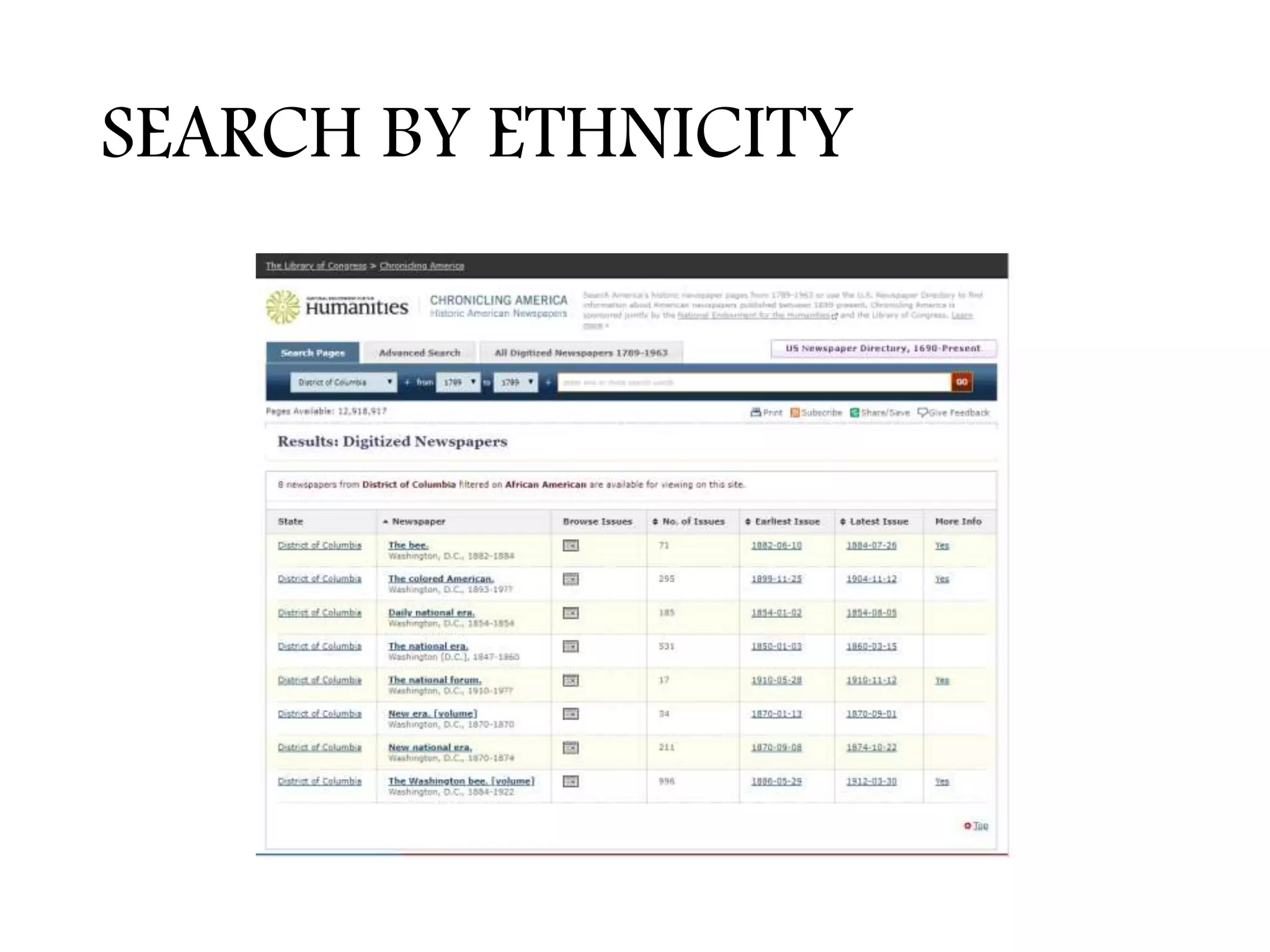 SEARCH BY ETHNICITY
 