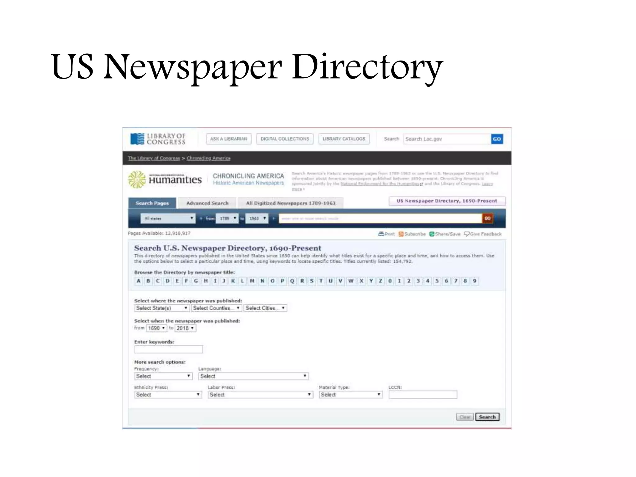 US Newspaper Directory
 
