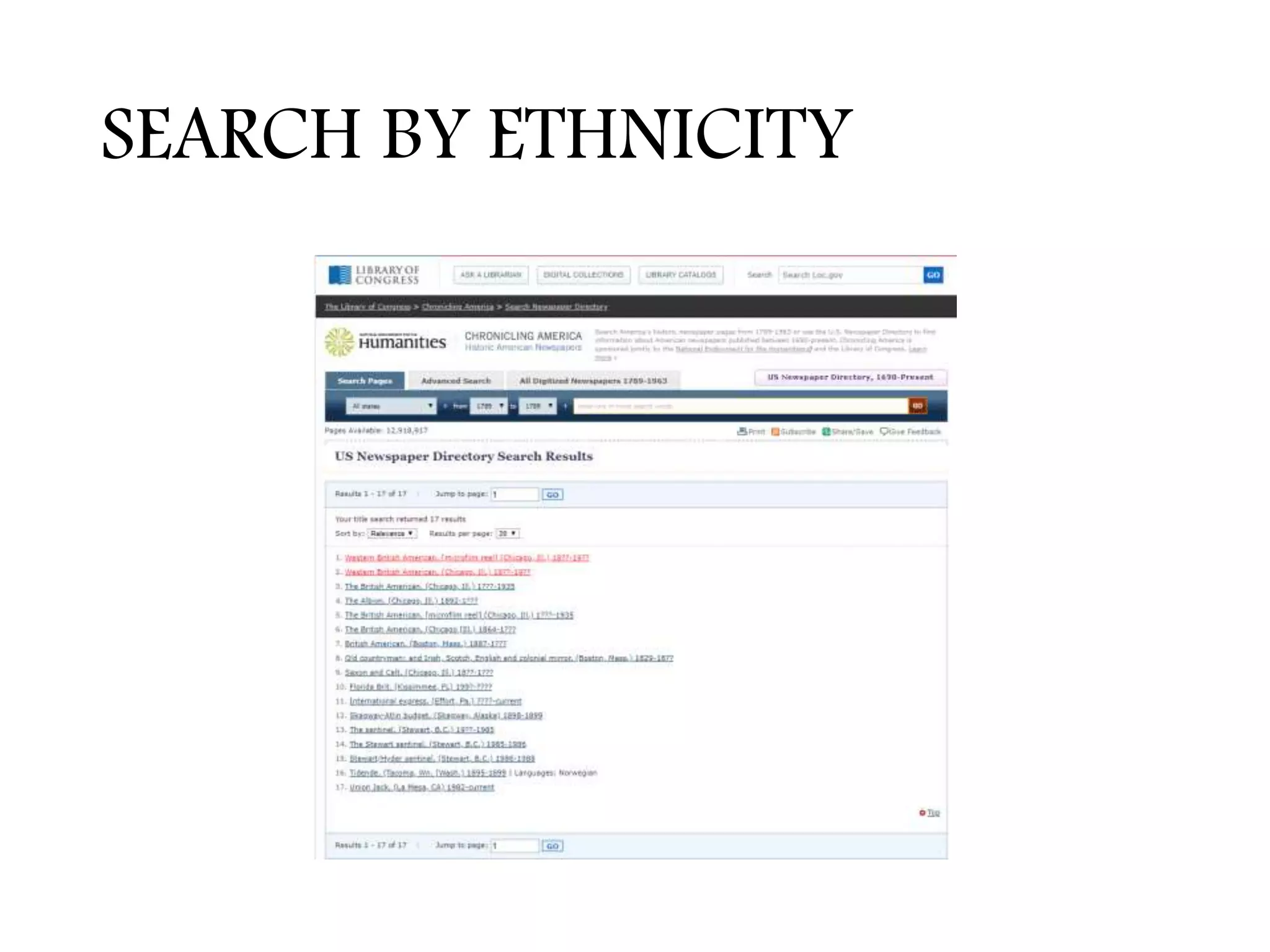 SEARCH BY ETHNICITY
 