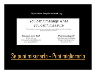 31
Se puoi misurarlo - Puoi migliorarlo
https://www.footprintnetwork.org
 