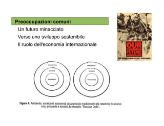 Preoccupazioni comuni
Un futuro minacciato
Verso uno sviluppo sostenibile
Il ruolo dell'economia internazionale
 