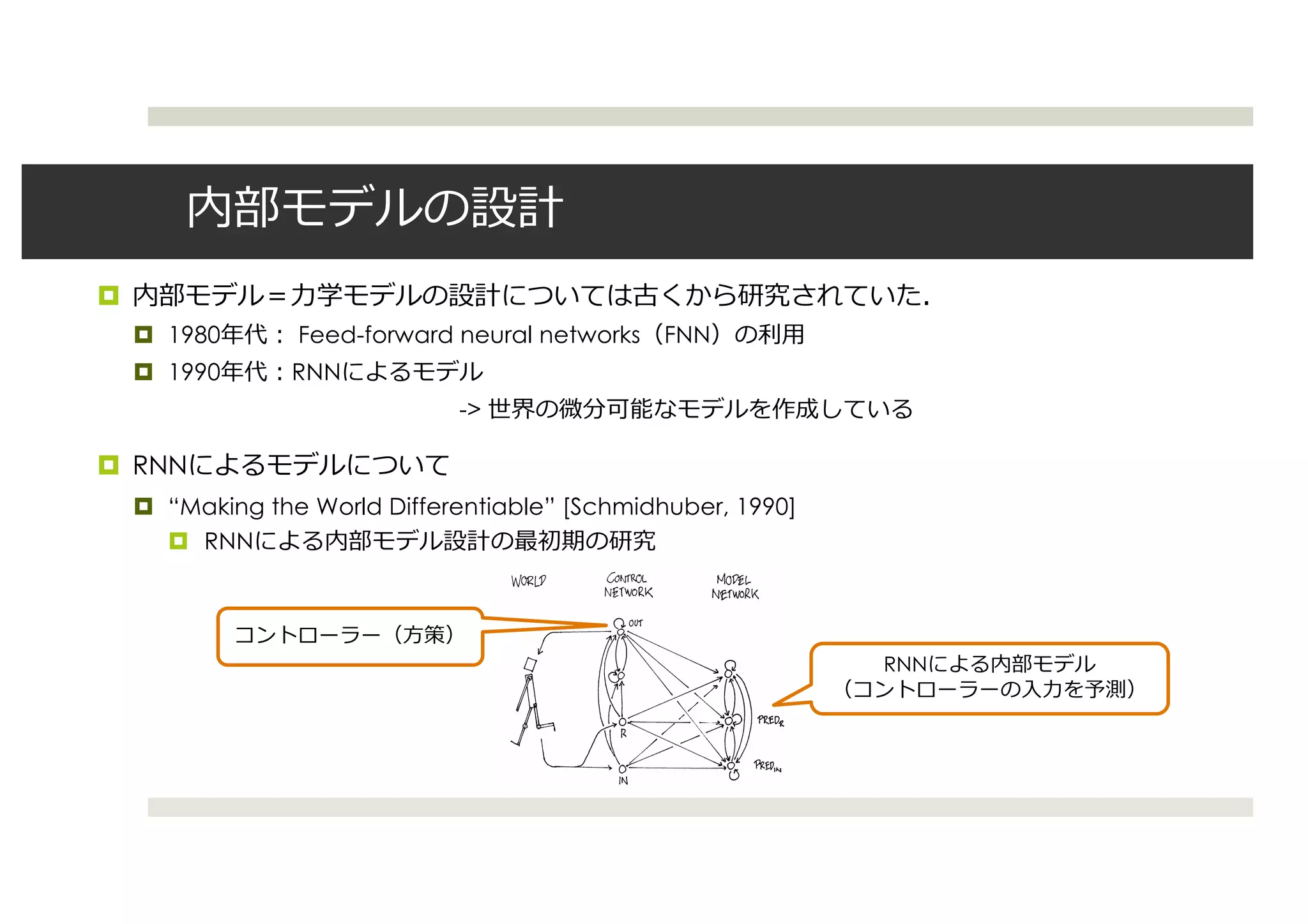 ¤
¤ 1980 Feed-forward neural networks FNN
¤ 1990 RNN
->
¤ RNN
¤ “Making the World Differentiable” [Schmidhuber, 1990]
¤ RNN
RNN
 