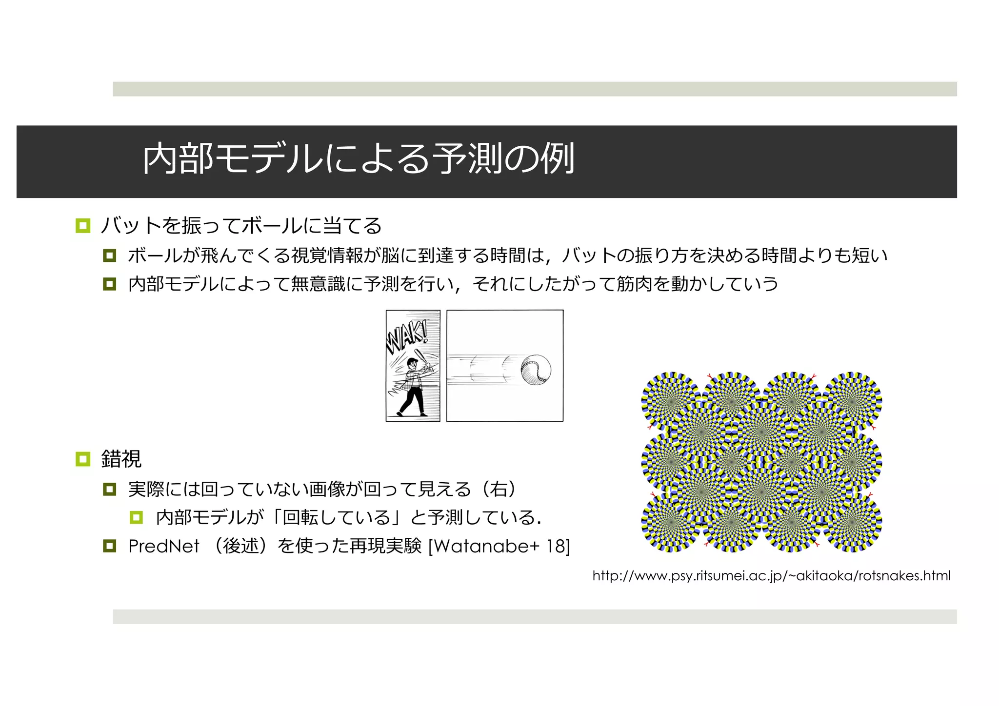 ¤
¤
¤
¤
¤
¤
¤ PredNet [Watanabe+ 18]
http://www.psy.ritsumei.ac.jp/~akitaoka/rotsnakes.html
 