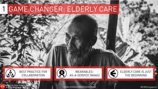 GAME CHANGER: ELDERLY CARE
BEST PRACTICE FOR
COLLABORATION
1
CHARLESREEDANDERSON.COM @CRASingapore
ELDERLY CARE IS JUST
TH...
