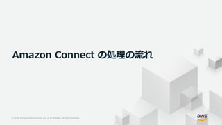© 2018, Amazon Web Services, Inc. or its Affiliates. All rights reserved.
© 2018, Amazon Web Services, Inc. or its Affiliates. All rights reserved.
Amazon Connect の処理の流れ
 