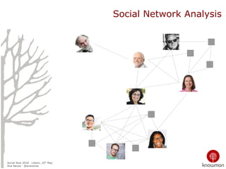 Social Now 2018 . Lisbon, 16th
May
Ana Neves - @ananeves
Social Network Analysis
 