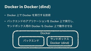 Docker in Docker
• Docker
• Docker
• Docker
 