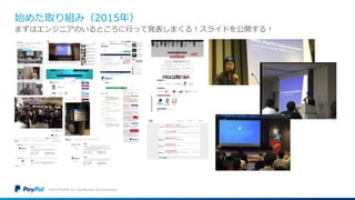 始めた取り組み（2015年）
©2016 PayPal Inc. Confidential and proprietary.
まずはエンジニアのいるところに行って発表しまくる！スライドを公開する！
 
